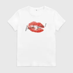 Женская футболка хлопок Kiss fuck you 