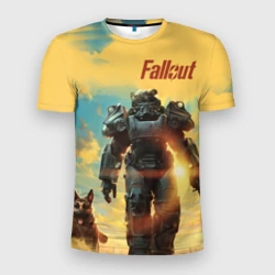 Мужская футболка 3D Slim Братство Стали T-60