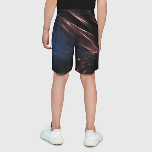 Детские спортивные шорты 3D с принтом Текстура кофейного цвета, вид сзади #2