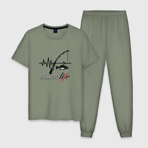 Мужская пижама хлопок Fishing is life