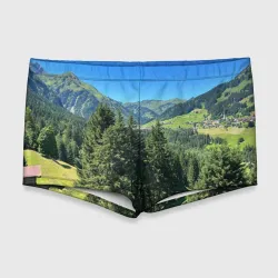 Мужские купальные плавки 3D Nature mountains forest