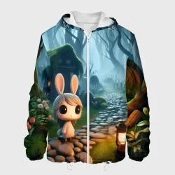 Мужская куртка 3D Сказочная зайчиха с чёрными глазами