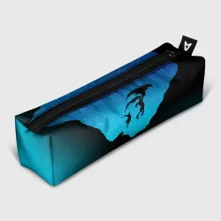 Пенал школьный 3D Воин сражается с драконом с горах звёздное небо
