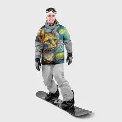Накидка на куртку 3D Кот Ван Гога в звёздную ночь - мем