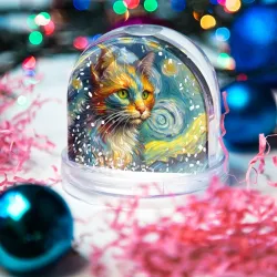 Игрушка Снежный шар Кот Ван Гога в звёздную ночь - мем - фото 2