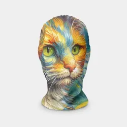 Маска карнавальная 3D Кот Ван Гога в звёздную ночь - мем
