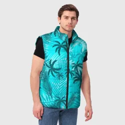 Мужской жилет утепленный 3D GTA Vice city style Tommy Vercetti тропический пляж - фото 2