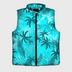 Мужской жилет утепленный 3D GTA Vice city style Tommy Vercetti тропический пляж