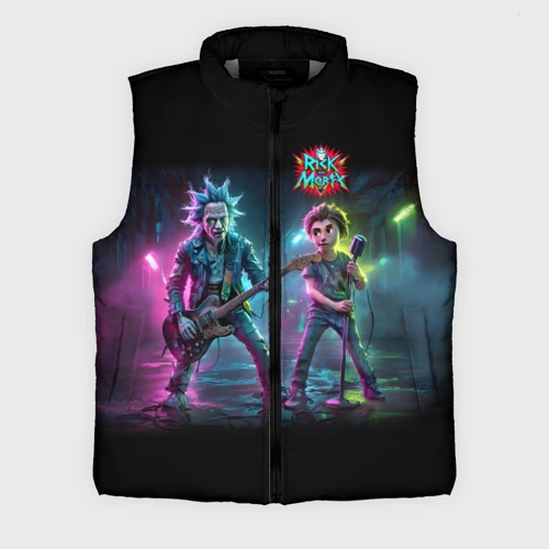 Мужской жилет утепленный 3D Rick and Morty - punk's not dead meme