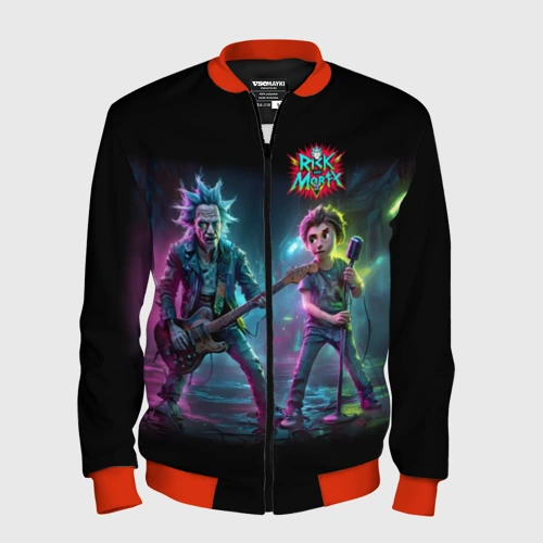 Мужской бомбер 3D Rick and Morty - punk's not dead meme