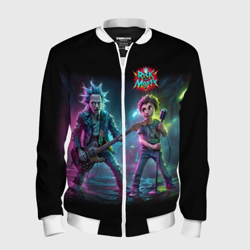 Мужской бомбер 3D Rick and Morty - punk's not dead meme