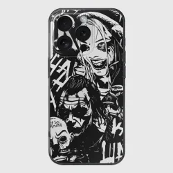 Чехол для iPhone 16 Pro силиконовый с защитой камеры Джокер и Харли Квинн в стиле тату