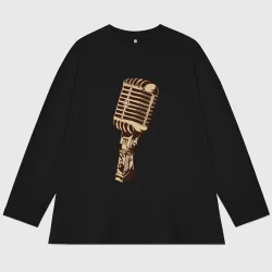 Женский лонгслив оверсайз COMFORT хлопок Music microphone
