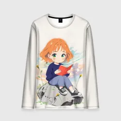 Мужской лонгслив 3D Аниме девушка и книга