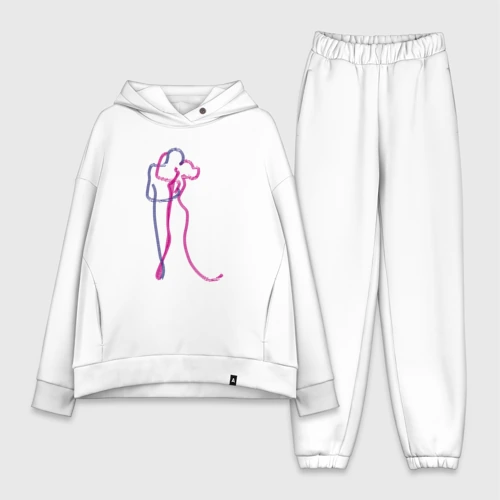 Женский костюм хлопок Oversize Молодежены влюбленная пара