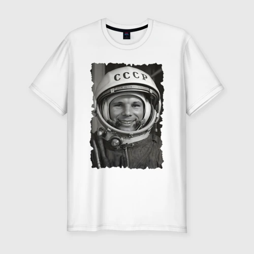 Мужская футболка хлопок Slim Yuri Gagarin - never forget celebrity