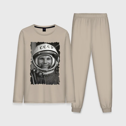 Мужская пижама с лонгсливом хлопок Yuri Gagarin - never forget celebrity