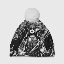 Шапка 3D c помпоном Русская царевна и герои русских сказок 