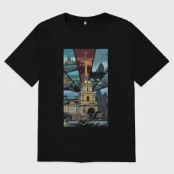 Женская футболка хлопок Oversize Санкт-Петербург в стиле GTA