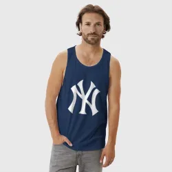 Мужская майка хлопок New York white logo Yankees  - фото 2