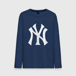 Мужской лонгслив хлопок New York white logo Yankees 