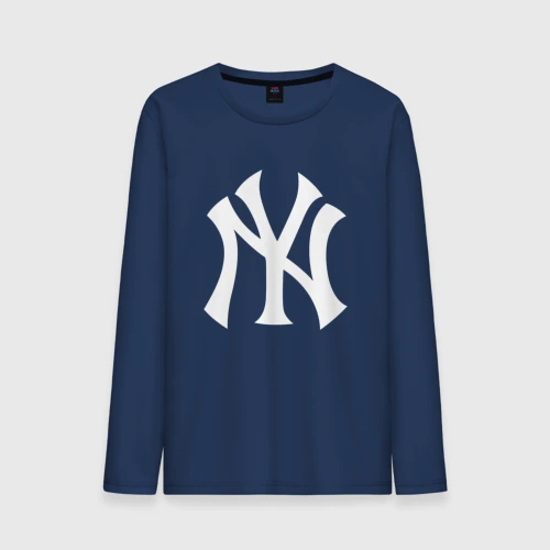 Мужской лонгслив хлопок New York white logo Yankees 