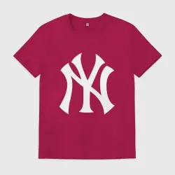 Мужская футболка хлопок New York white logo Yankees 
