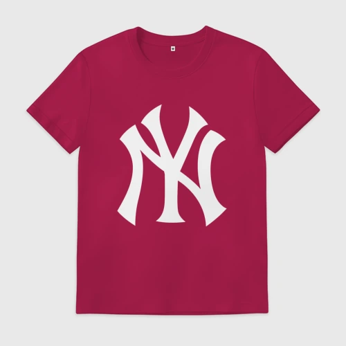 Мужская футболка хлопок New York white logo Yankees 