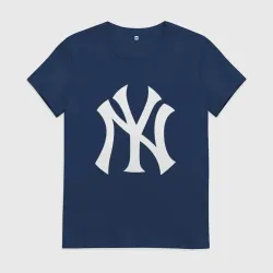 Женская футболка хлопок New York white logo Yankees 