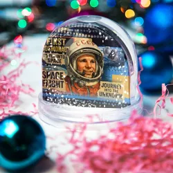Игрушка Снежный шар Юрий Алексеевич Гагарин - космический коллаж - фото 2