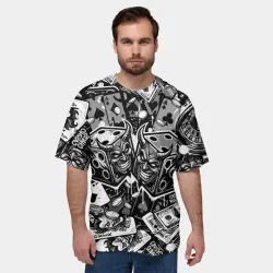 Мужская футболка oversize 3D Карты кости деньги и покерные фишки - фото 2
