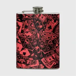 Фляга Покерные фишки карты и игральные кости