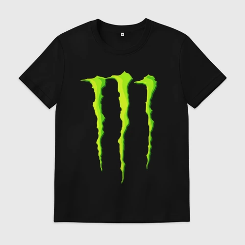 Мужская футболка хлопок с принтом Monster Energy большие когти, вид спереди #2