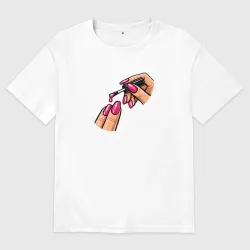Женская футболка хлопок Oversize Ноготки, маникюр
