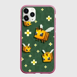 Чехол для iPhone 11 Pro матовый Пиксельные пчелы - Minecraft