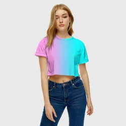 Женская футболка Crop-top 3D Модный розовый и голубой цвет