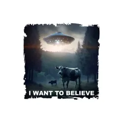 Мужской свитшот хлопок I want to believe - НЛО и коровы, визит - фото 3