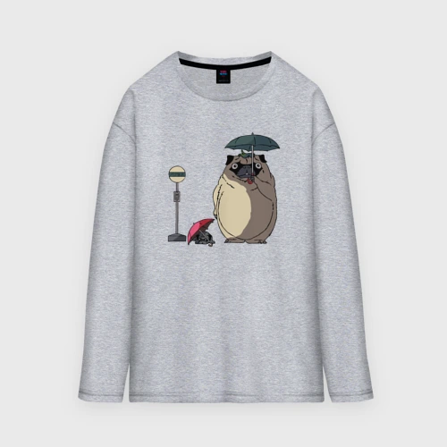 Мужской лонгслив oversize хлопок Мопс Тоторо