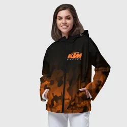 Женская ветровка 3D KTM racing милитари оранжевый - фото 2