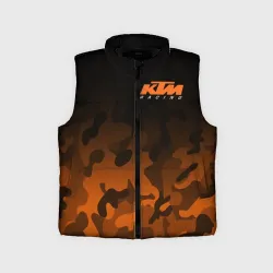 Детский жилет утепленный 3D KTM racing милитари оранжевый