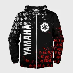 Мужская ветровка 3D Yamaha red white иероглифы