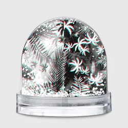 Игрушка Снежный шар Black white tropical palms glitch