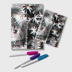 Блокнот Black white tropical palms glitch