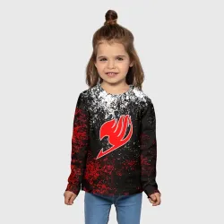 Детский лонгслив 3D Fairy tail red black white - фото 2