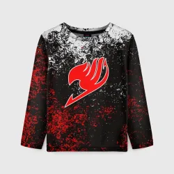 Детский лонгслив 3D Fairy tail red black white