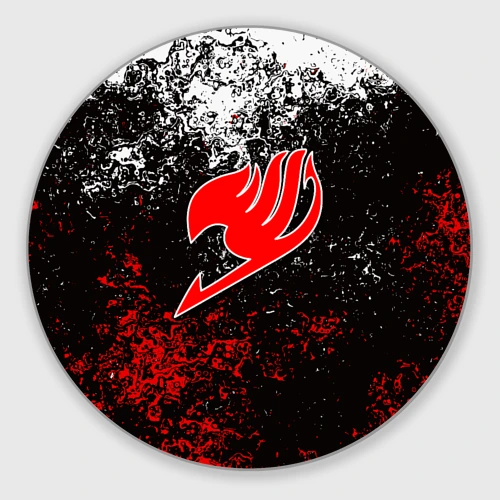 Круглый коврик для мышки Fairy tail red black white