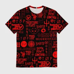 Мужская футболка 3D Twenty One Pilots red pattern