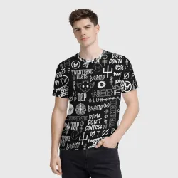 Мужская футболка 3D Twenty One Pilots white pattern - фото 2
