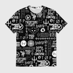 Мужская футболка 3D Twenty One Pilots white pattern