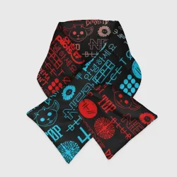 Шарф-пуховик 3D Twenty one pilots red blue pattern